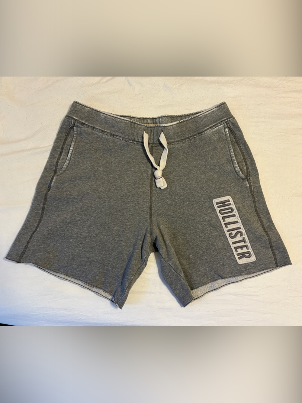 Hollister Gray Elastic-Waist Athletic Shorts with Drawstring